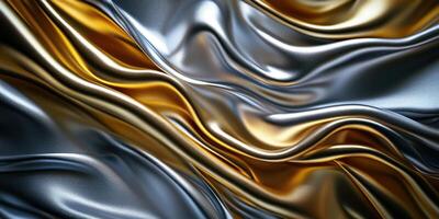 Elegant fusion of gold and silver metallic fabric texture for design inspiration photo