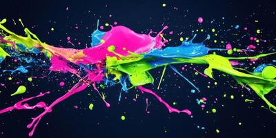 Vibrant abstract art with neon fluorescent colors in dynamic motion photo