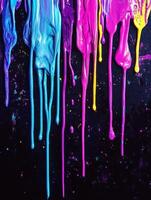 Vibrant drip paint art composition with fluid colorful abstract design photo