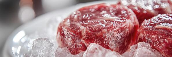 Meat is shown in a bowl on ice photo
