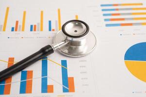 Stethoscope on spreadsheet and graph paper, Finance, Account, Statistics, Investment, Analytic research data economy photo