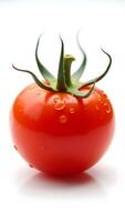 Closeup view of a fresh red tomato with droplets of water on its surface photo