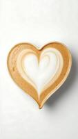 Heart-shaped latte art conveying affection in a cozy cafe setting photo