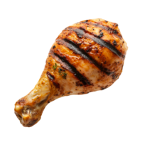 Grilled one chicken leg on transparent background png