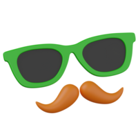 3d render Irish Mustache and Glasses illustration png