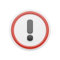 Front views 3d rendering of warning icon illustration png