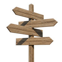 Blank rustic wooden directional sign with four opposite boards cut out png