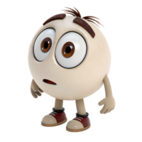 A 3D cartoon character raising both eyebrows and tilting their head in curiosity., isolated on transparent background png
