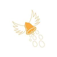Flying Bell with Wings Delivering Easter Eggs Notification vector