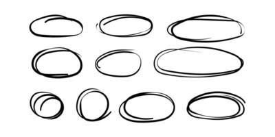 Handdrawn Irregular Circle and Oval Highlight Set Graphics vector