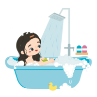 Cute kid has been taking a bath png