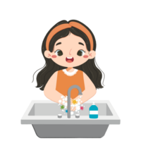 Cute girl was washing hands png