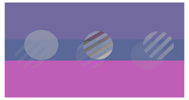 The image has a purple top, dark blue middle, and bright pink bottom. Three circles with varying transparency, gradients, and stripes overlap, creating a layered and stylish abstract effect. png