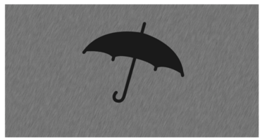 A black umbrella stands against a textured gray background, resembling a rainy atmosphere. The design is minimal yet expressive, symbolizing protection and solitude amidst the rain. png