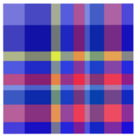 A vibrant plaid pattern with intersecting lines in shades of blue red yellow and purple The colorful design creates a woven texture effect ideal for textiles backgrounds or artistic visuals png