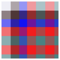 The image showcases a vibrant checkered pattern with bold squares in red, blue, purple, and gray. The digital, pixel-like design gives it a modern, abstract, and colorful aesthetic. png