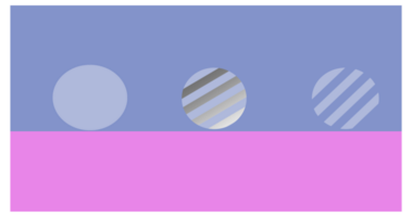 The image features a blue upper half and a vibrant magenta lower half Three circles in different styles solid striped and gradient are arranged in a row creating a modern abstract look png