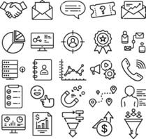 Customer Relationship Management Icons Bundle Highlighting Tools for Collaboration and Communication Designs for Branding, Icon Variations in Illustrator Format vector