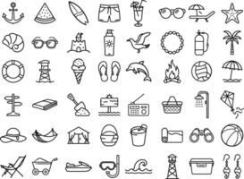 Beach Icons Bundle with Various Summer-Themed Elements for Creative Projects Designs for Branding, Icon Variations in Format vector