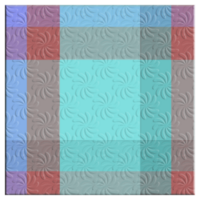 The image showcases an embossed floral pattern with overlapping translucent rectangles in shades of blue, red, teal, purple, and gray, creating a layered geometric effect. png
