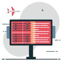 Conceptual Illustration of a Comprehensive Flight Information Display with Real Time Updates vector