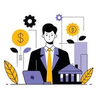 Conceptual Illustration of a Financial Advisor Guiding Clients Towards Success vector