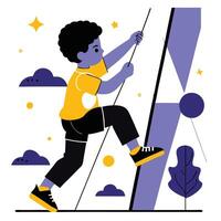 Kid Embracing the Challenge of Climbing a Tall Structure vector