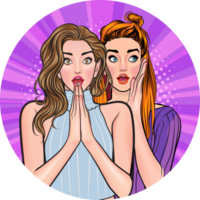 Two beautiful models are shocked to learn that they will receive a lucrative salary. png
