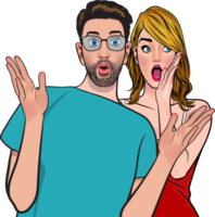 Retro guy making a surprised Wow expression. png