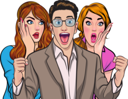 The young employee showed excitement when he received some news. png