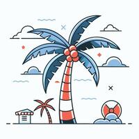 Artistic Illustration of Palm Tree Leaning with Modern Concept Background vector
