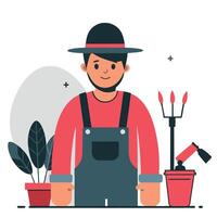Charming Gardener Bringing Plants to Life with Skill and Dedication vector