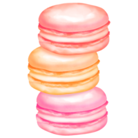A stack of three macarons in red, orange and pink colors png