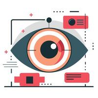 Visual Acuity Examination Process Demonstrated through a Concept Illustration vector