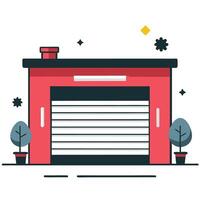 Conceptual Illustration of an Automated Garage Door with Advanced Technology vector
