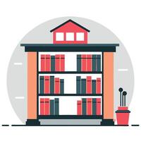 Conceptual Illustration of a Modern and Inviting Library Space vector