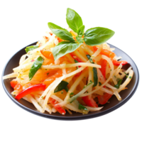Fresh vegetable salad with colorful peppers and herbs , isolated transparent png