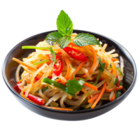 Fresh vegetable noodle salad with colorful peppers and herbs , isolated transparent png