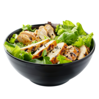 Fresh grilled chicken salad with mixed greens and vibrant lettuce , isolated transparent png