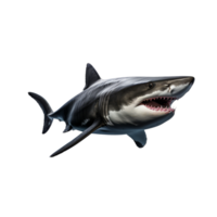 Majestic Predator A Lifelike 3D Rendering of a Great White Shark with an Ominous Open Mouth Showcasing its Razor Sharp Teeth png