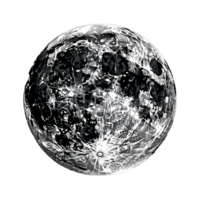 Celestial Elegance A striking monochrome portrayal of the Moon, showcasing intricate craters and lunar maria against a transparent backdrop, ideal for diverse creative projects. png