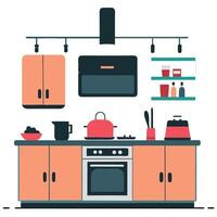 Modern Kitchen Illustration Depicting a Practical and Stylish Concept vector