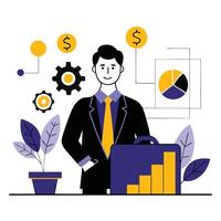 Financial Advisor Guiding Client Towards Success with Planning Concept vector