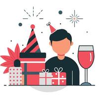 Festive Illustration Celebrating the Start of a New Year with Joyful Elements vector