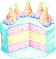 Vibrant Carrot Cake with Artful Layered Frosting and Playful Carrot Topping png