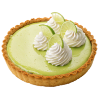 Tempting Key Lime Pie Tart with Whipped Cream Topping and Zesty Lime Slices png