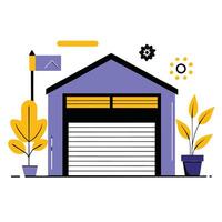 Innovative Garage Door Design Concept in Illustrative Form vector