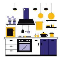 Innovative Kitchen Design Concept with Functional Appliances vector