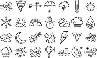 Weather Icons Bundle Set Representing Different Weather Conditions vector