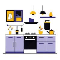 Modern Kitchen Concept Design with Elegant Finishes and Island vector